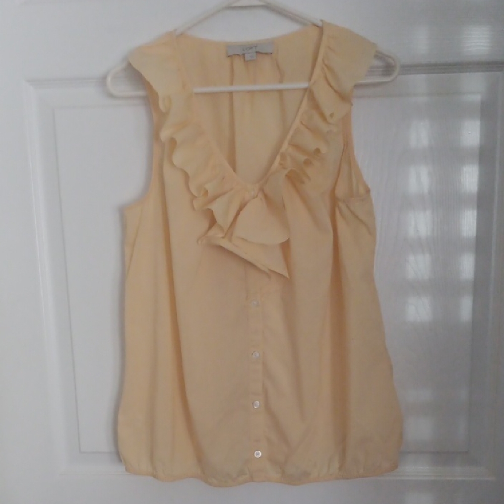 Loft Ruffled Light Yellow Sleeveless Top